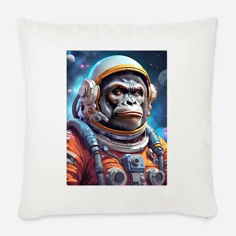 Gorille dans l’espace 1.1 - Coussin et housse de 45 x 45 cm - blanc nature