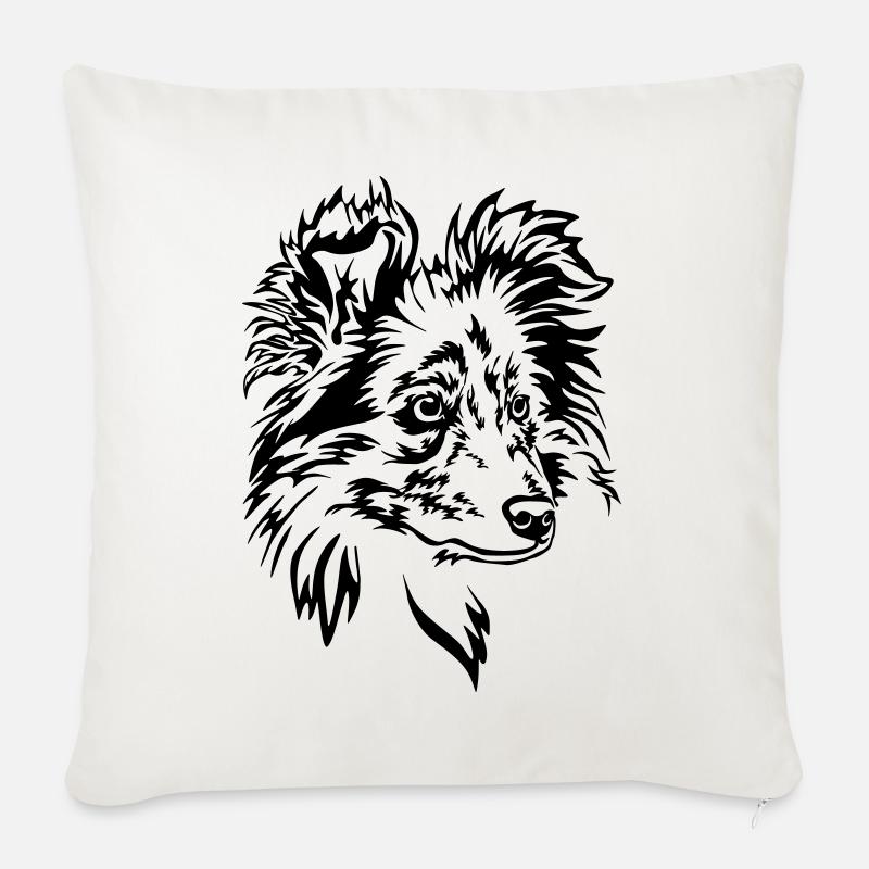 Sheltie Kopf - Sofakissen mit Füllung 45 x 45 cm - Naturweiß 