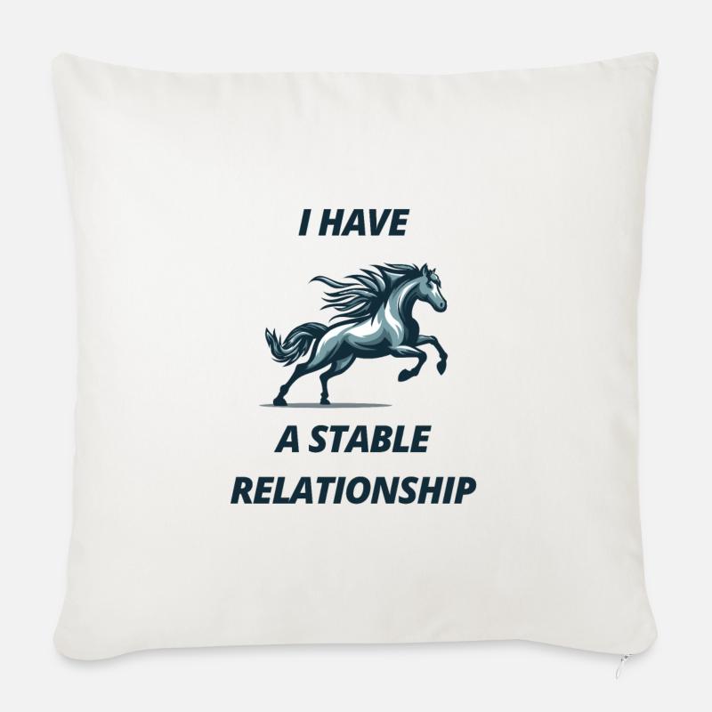 J’ai une relation stable, cheval - Coussin et housse de 45 x 45 cm - blanc nature