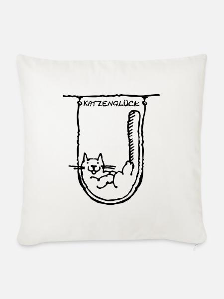 Katzenglück - Sofakissen mit Füllung 45 x 45 cm - Naturweiß