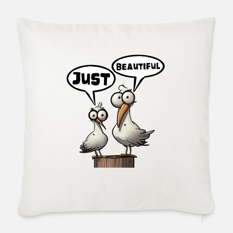 Mouette tout simplement belle - Coussin et housse de 45 x 45 cm - blanc nature