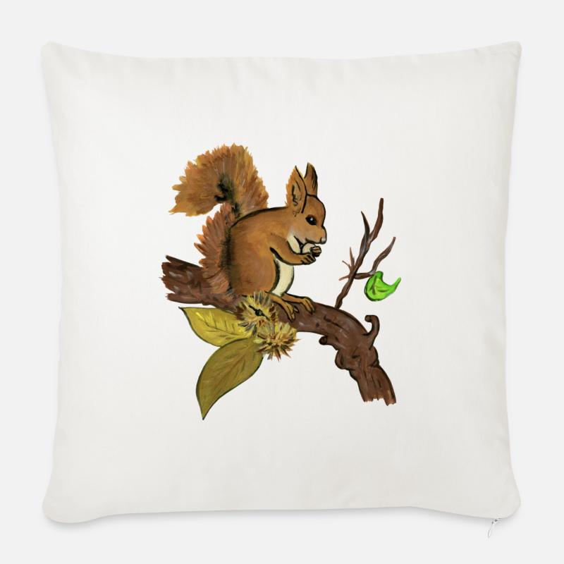 Herbst Eichhörnchen - Herbst Eichhörnchen Eichhörnchen - Sofakissen mit Füllung 45 x 45 cm - Naturweiß 