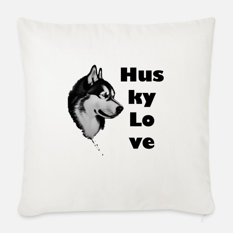 Amour Husky - Coussin et housse de 45 x 45 cm - blanc nature