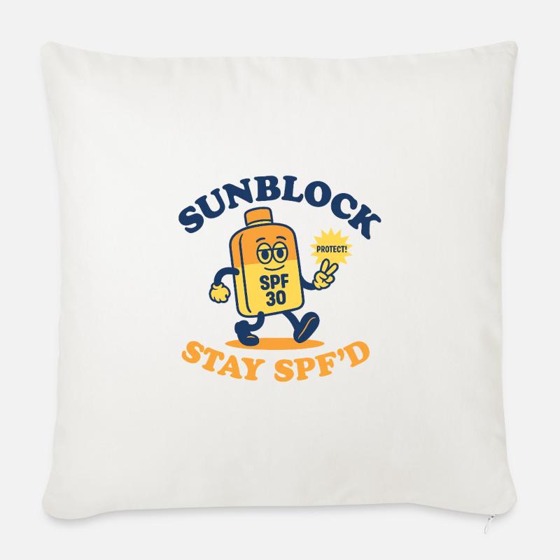 Sunblock Squad – Bleiben Sie mit Lichtschutzfaktor - Sofakissen mit Füllung 45 x 45 cm - Naturweiß 