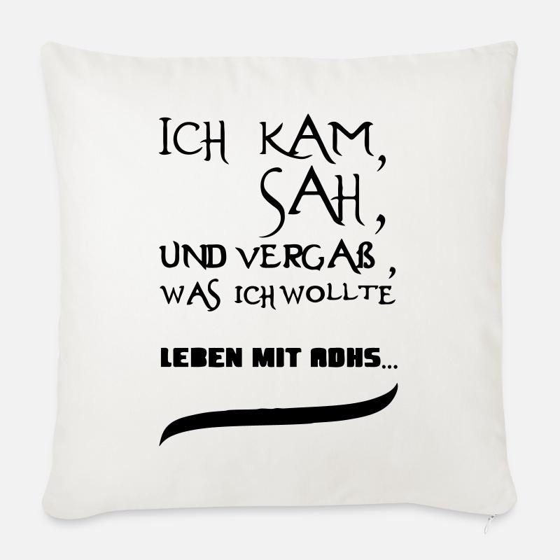 Leben mit ADHS Geschenk - Sofakissen mit Füllung 45 x 45 cm - Naturweiß 