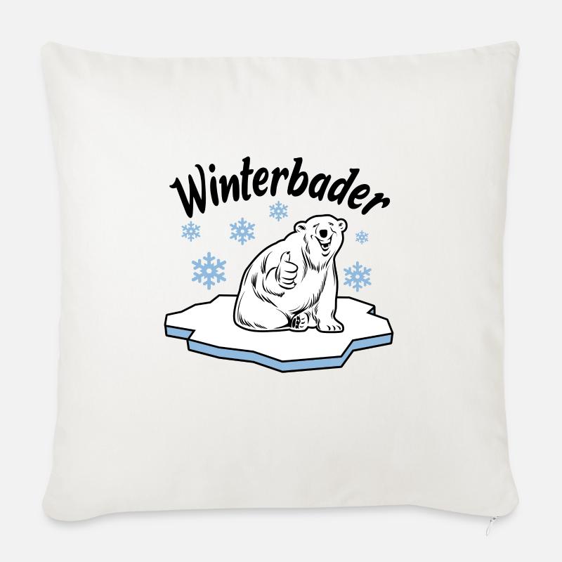 Winterbader Eisbaden Eisbad Spruch - Sofakissen mit Füllung 45 x 45 cm - Naturweiß 
