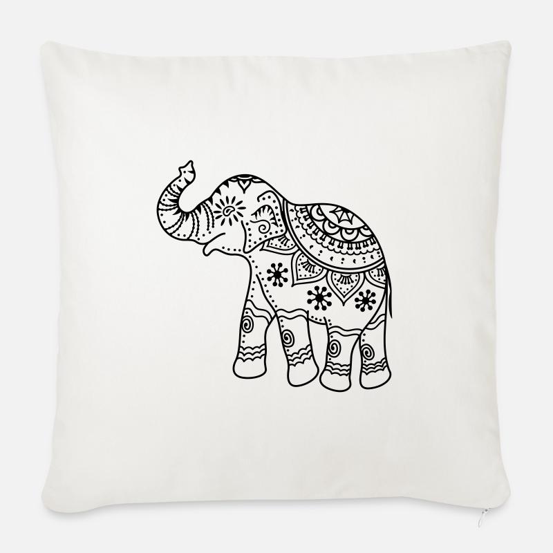 éléphant - Coussin et housse de 45 x 45 cm - blanc nature