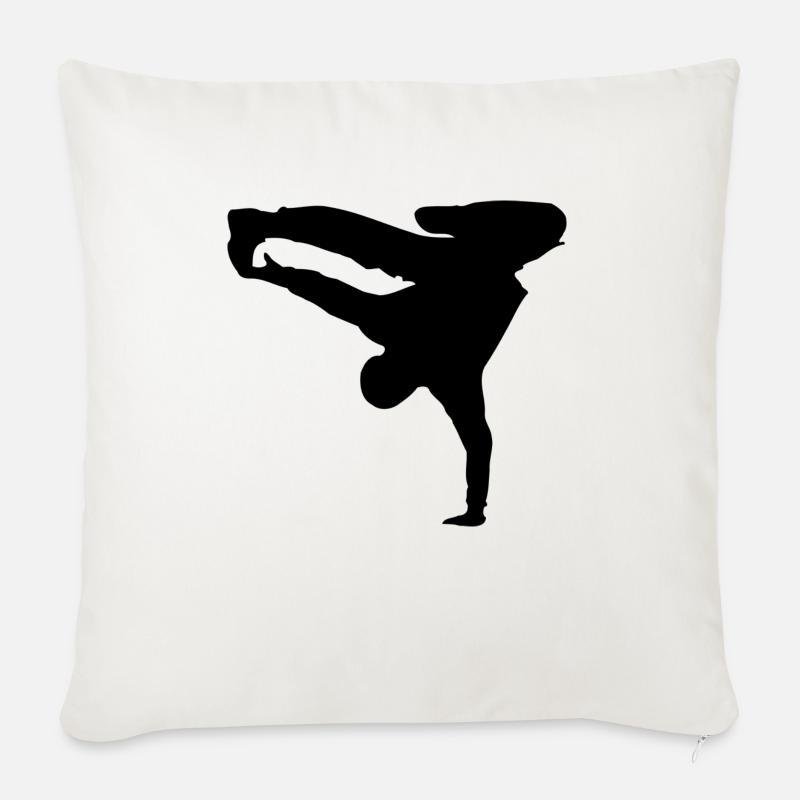 silhouette breakdancer - Coussin et housse de 45 x 45 cm - blanc nature