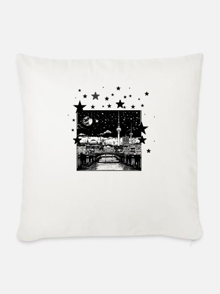 Berlin,skyline, Sterne,stencil,nachts - Sofakissen mit Füllung 45 x 45 cm - Naturweiß