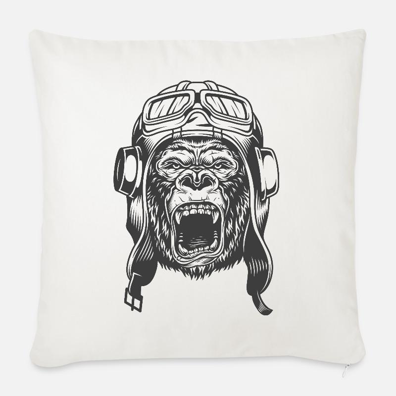 Gorilla Pilot Design - Sofakissen mit Füllung 45 x 45 cm - Naturweiß 