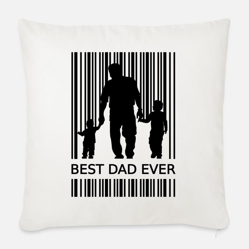 Best Dad Ever Strichcode zweifacher Papa Geschenk - Sofakissen mit Füllung 45 x 45 cm - Naturweiß 