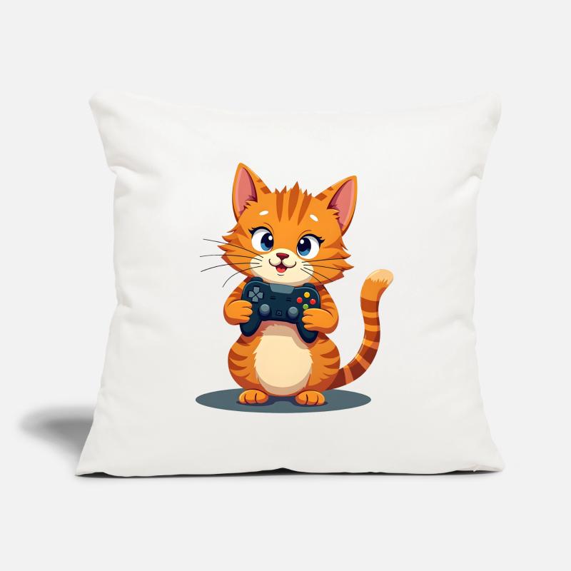 Kitten with game controller Sofa pillow with filling 45cm x 45cm