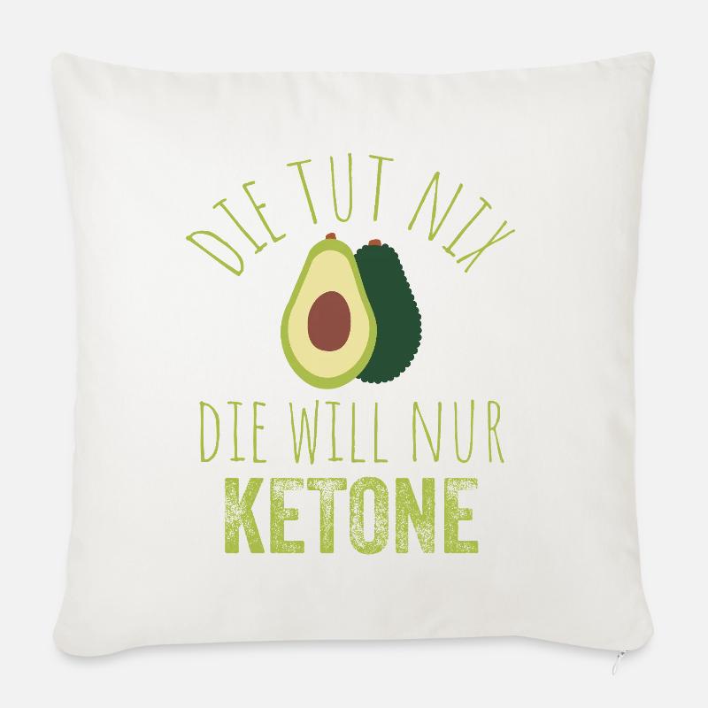 Avocado Keto Dice Tè - Cuscino da divano 45 x 45 cm con riempimento - bianco naturale