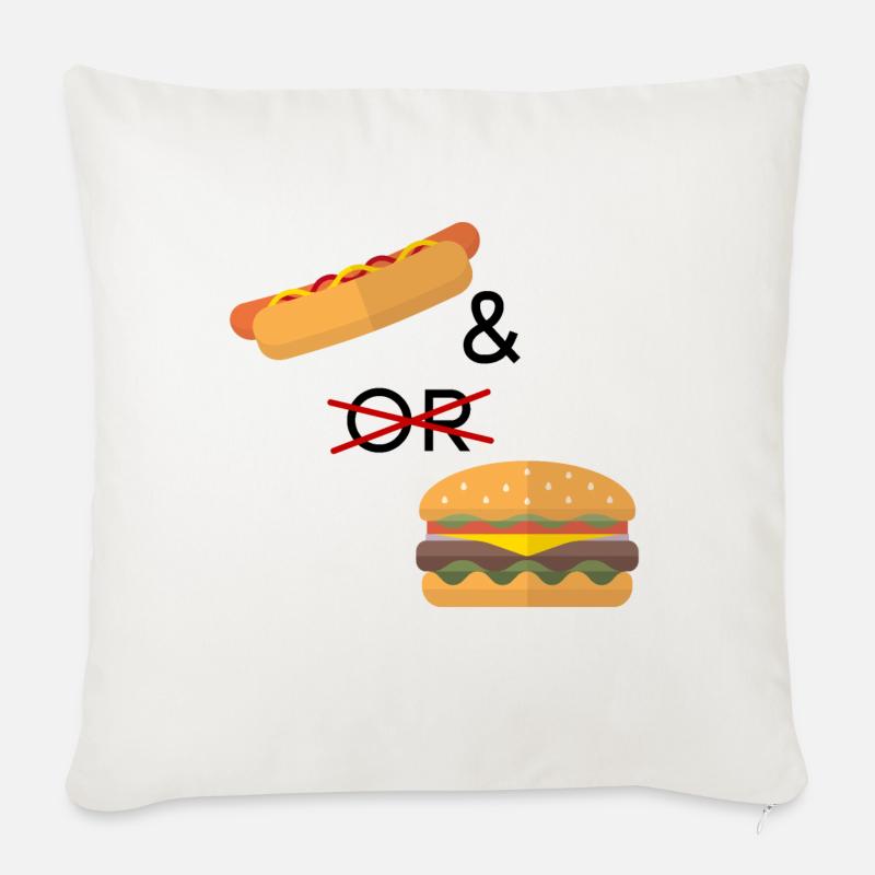 Hotdog oder Burger - Sofakissen mit Füllung 45 x 45 cm - Naturweiß 