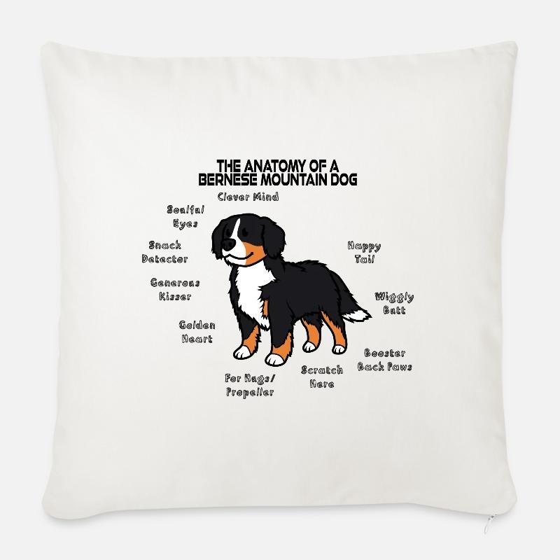 Anatomie du bouvier bernois - Coussin et housse de 45 x 45 cm - blanc nature