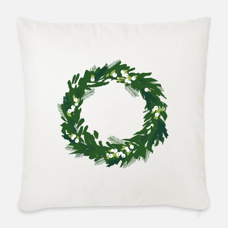 Weihnachtskranz - Sofakissen mit Füllung 45 x 45 cm - Naturweiß 