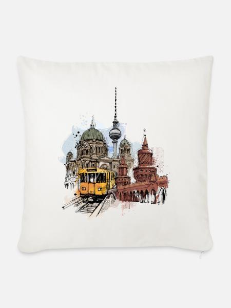 Berliner U-Bahn Collage - Sofakissen mit Füllung 45 x 45 cm - Naturweiß