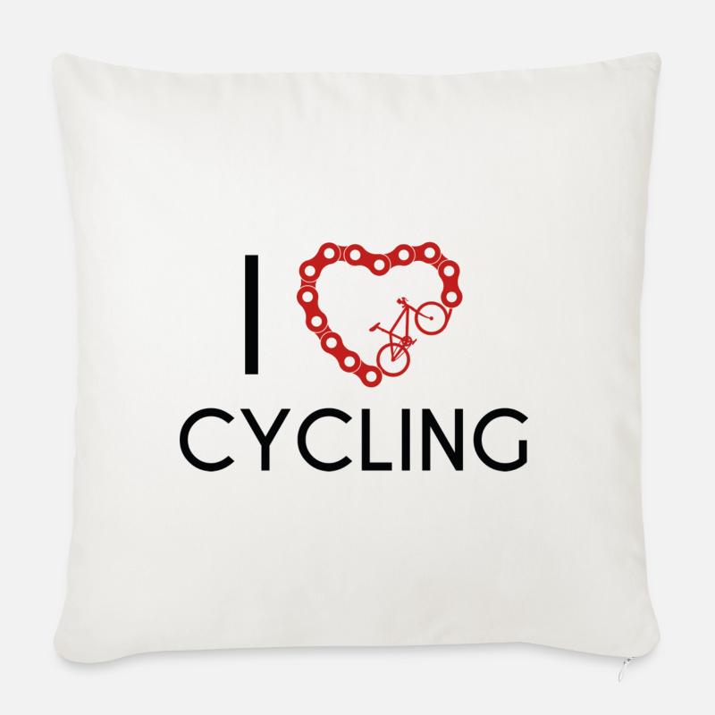 J’aime le cyclisme - Coussin et housse de 45 x 45 cm - blanc nature