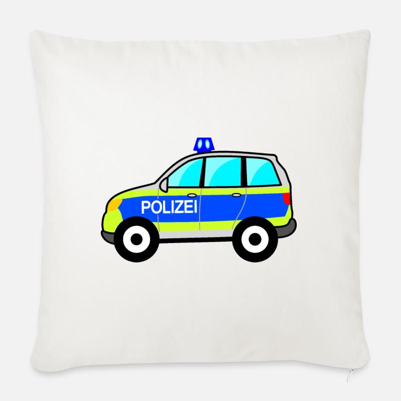 Polizeiauto, Polizei, deutsche Polizei, Blaulicht - Sofakissen mit Füllung 45 x 45 cm - Naturweiß 