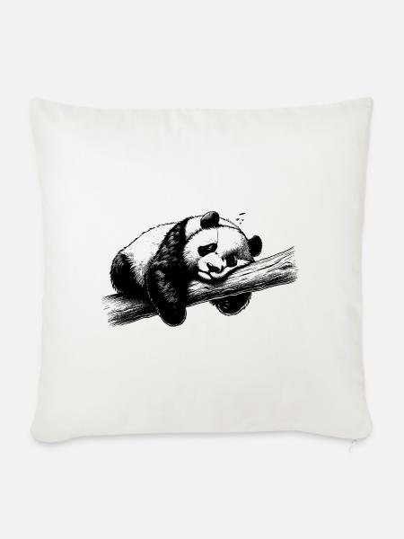 Müder Panda - Sofakissen mit Füllung 45 x 45 cm - Naturweiß