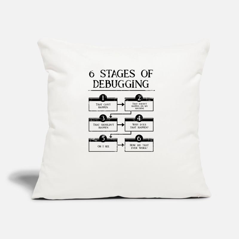 6 Stages Of Debugging Computer Programming Coding Sofa pillow with filling 45cm x 45cm