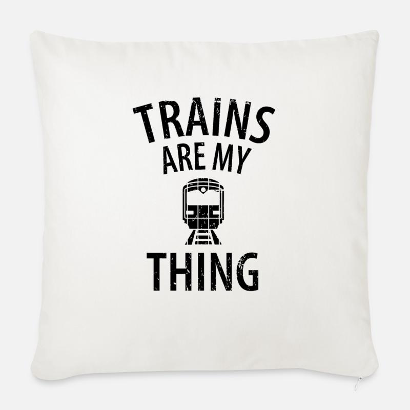 Zug Eisenbahn Eisenbahner Züge Triebfahrzeugführer - Sofakissen mit Füllung 45 x 45 cm - Naturweiß