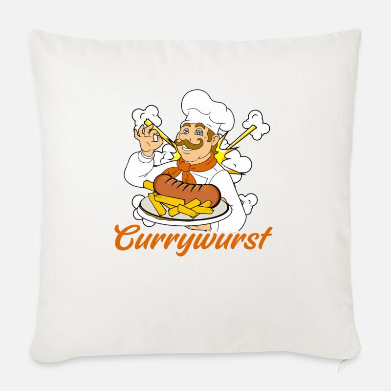 Currywurst 4ever - Sofakissen mit Füllung 45 x 45 cm - Naturweiß 
