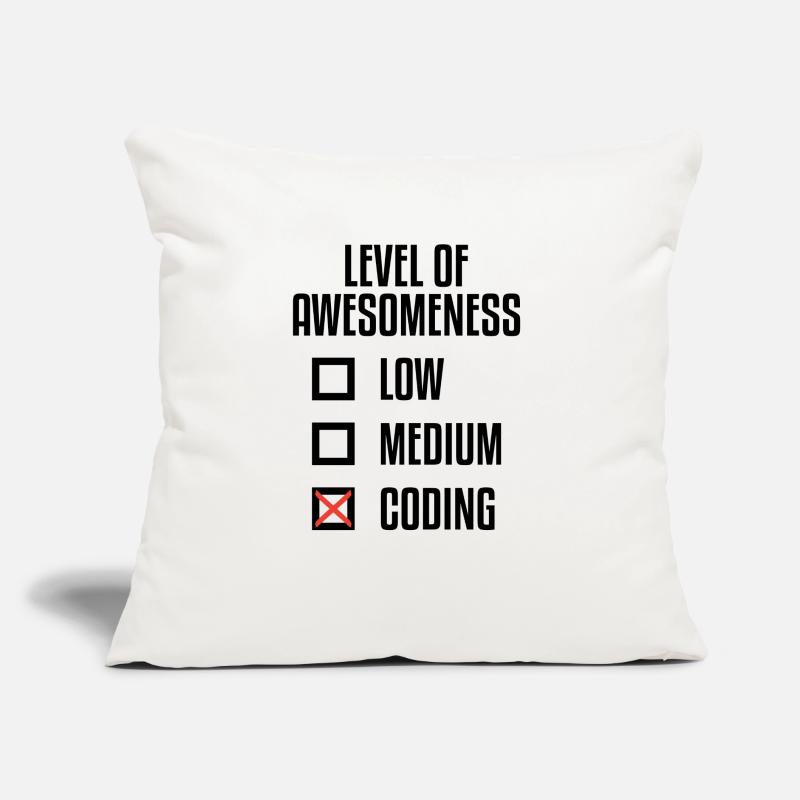 Level Of Awesomeness Low Medium Coding Programming Sofakissen mit Füllung 45 x 45 cm
