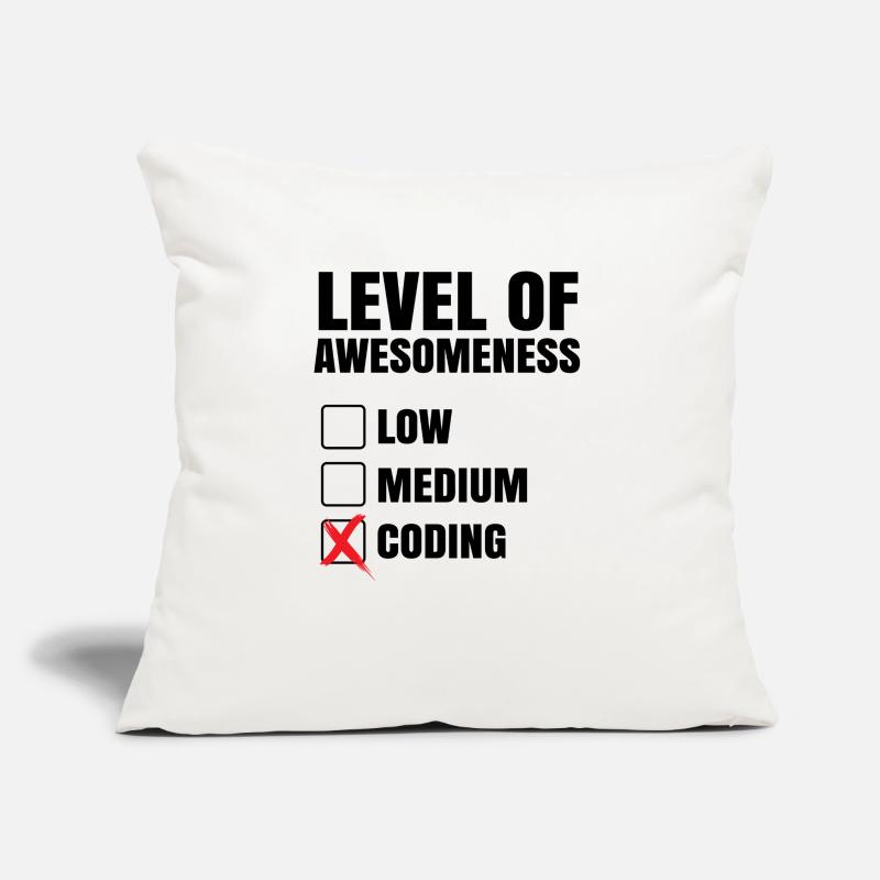 Level Of Awesomeness Low Medium Coding Programming Sofakissen mit Füllung 45 x 45 cm