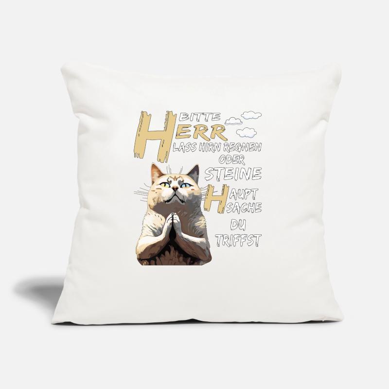 KATZE BETET HERR LASS HIRN REGNEN ODER STEINE Sofakissen mit Füllung 45 x 45 cm