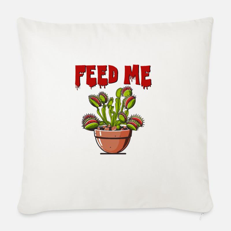 Venus Flytrap Halloween Horror Plant - Coussin et housse de 45 x 45 cm - blanc nature