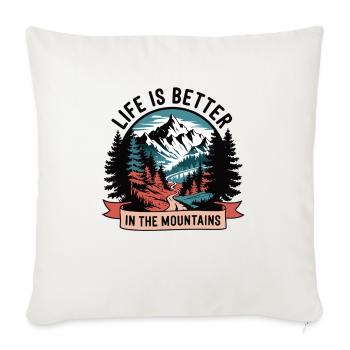 Life is better in the mountains - Sofa pillow with filling 45cm x 45cm - natural white - Front