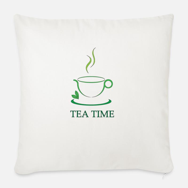 Teatime Tee Tee-Liebe Tee-Zeit - Sofakissen mit Füllung 45 x 45 cm - Naturweiß 