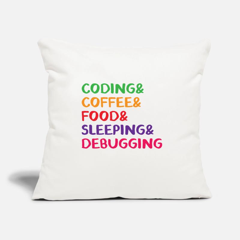 Coding Coffee Food Sleeping Debbuging Programmer C Sofakissen mit Füllung 45 x 45 cm
