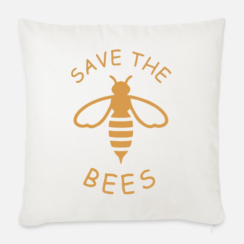Save the Bees Eco-Design - Sofa pillow with filling 45cm x 45cm - natural white