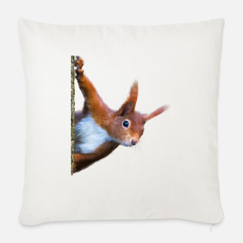 Eichhörnchen - Sofakissen mit Füllung 45 x 45 cm - Naturweiß 
