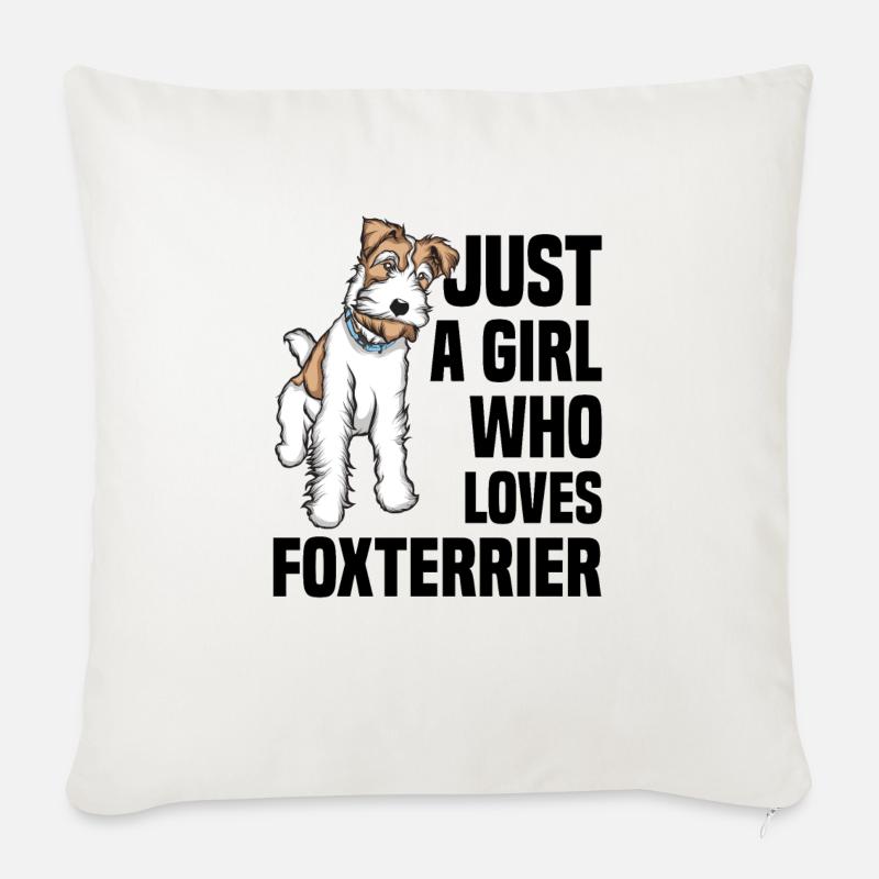 Foxterrier - Sofakissen mit Füllung 45 x 45 cm - Naturweiß 