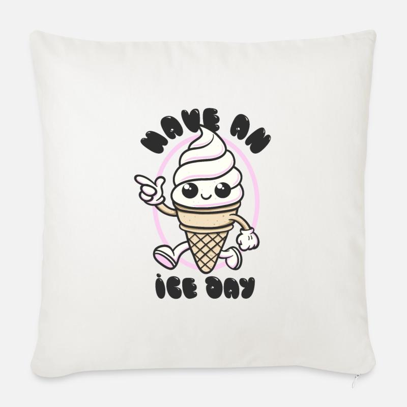 Have an Ice Day - Süßes Eiscreme Maskottchen - Sofakissen mit Füllung 45 x 45 cm - Naturweiß 