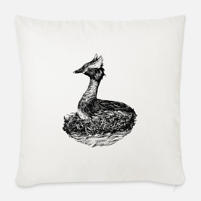 Grèbe élégant - Coussin et housse de 45 x 45 cm - blanc nature