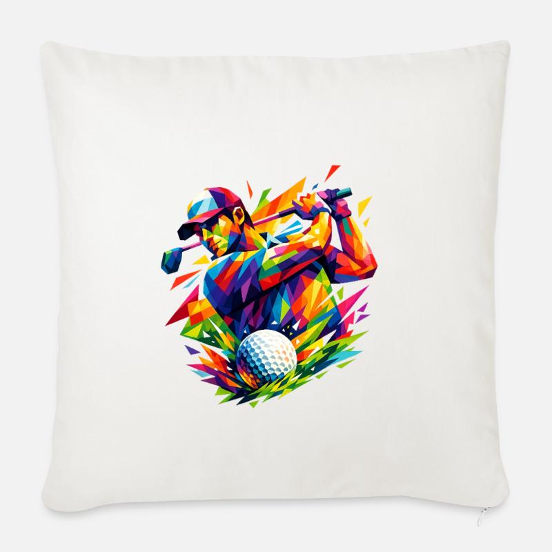 Farbexplosion in Golfschlägen - Sofakissen mit Füllung 45 x 45 cm - Naturweiß 