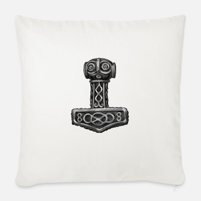 Thor Hammer Mjölnir Mjolnir - Sofakissen mit Füllung 45 x 45 cm - Naturweiß 