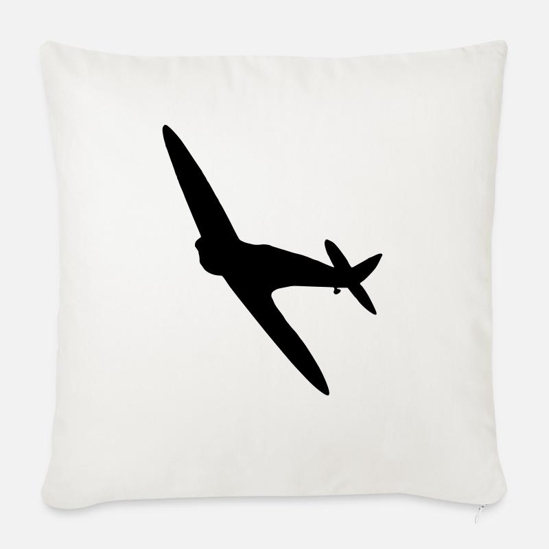 Spitfire-Silhouette - Sofakissen mit Füllung 45 x 45 cm - Naturweiß 