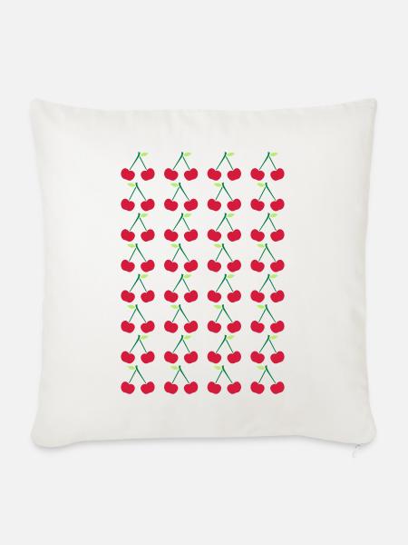 Little Cherries Stencil Pattern - Sofakissen mit Füllung 45 x 45 cm - Naturweiß