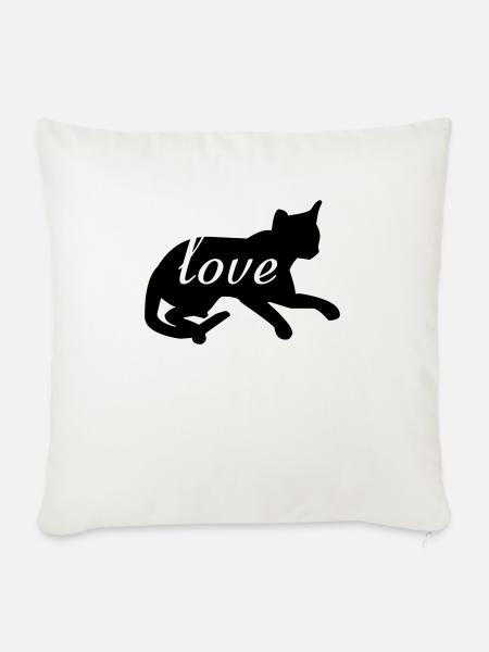 Katzenliebe - Sofakissen mit Füllung 45 x 45 cm - Naturweiß