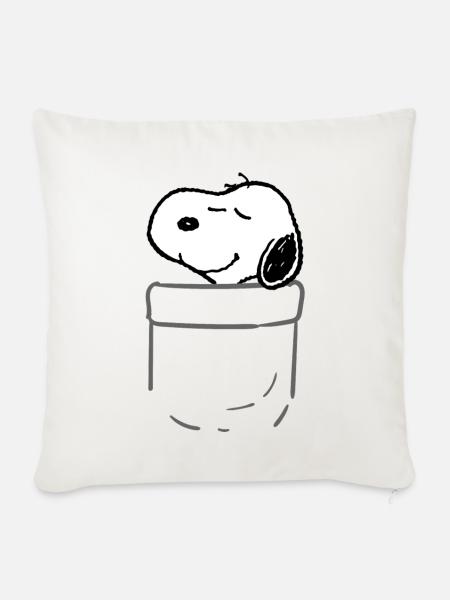 Peanuts Design Mit Glücklichem Snoopy - Sofakissen mit Füllung 45 x 45 cm - Naturweiß