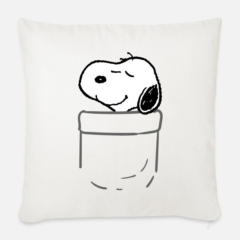Peanuts Design Avec Snoopy Heureux - Coussin et housse de 45 x 45 cm - blanc nature