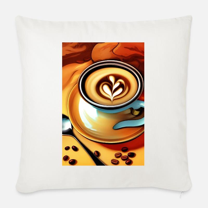 Kaffee, Kaffeebohnen - Sofakissen mit Füllung 45 x 45 cm - Naturweiß 