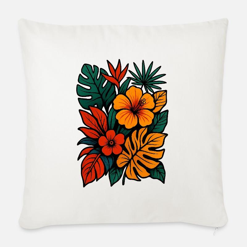 Tropical Bloom Rush - Coussin et housse de 45 x 45 cm - blanc nature