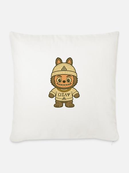 Bärchen Kuscheltier mit Streetwear-Style - Sofakissen mit Füllung 45 x 45 cm - Naturweiß