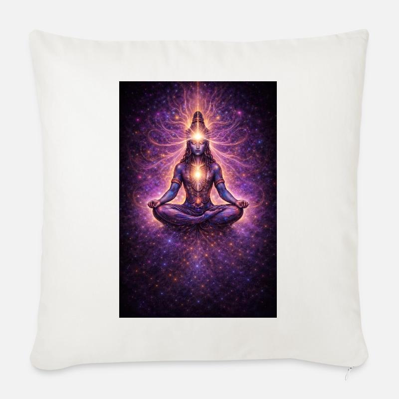 Kosmische Chakra-Meditation - Sofakissen mit Füllung 45 x 45 cm - Naturweiß 